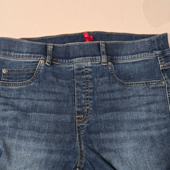 SPANX Style 20356R Straight Leg Pull-On High-Rise Ankle Length Blue Jeans, Sz L - Picture 4 of 7